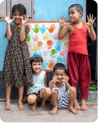 Children with handprints
